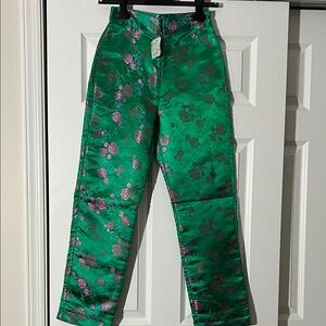 Free People Green Floral Formal Pants